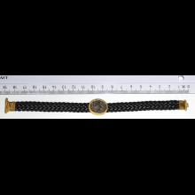 Bracelet or et cuir avec pi�ce en bronze